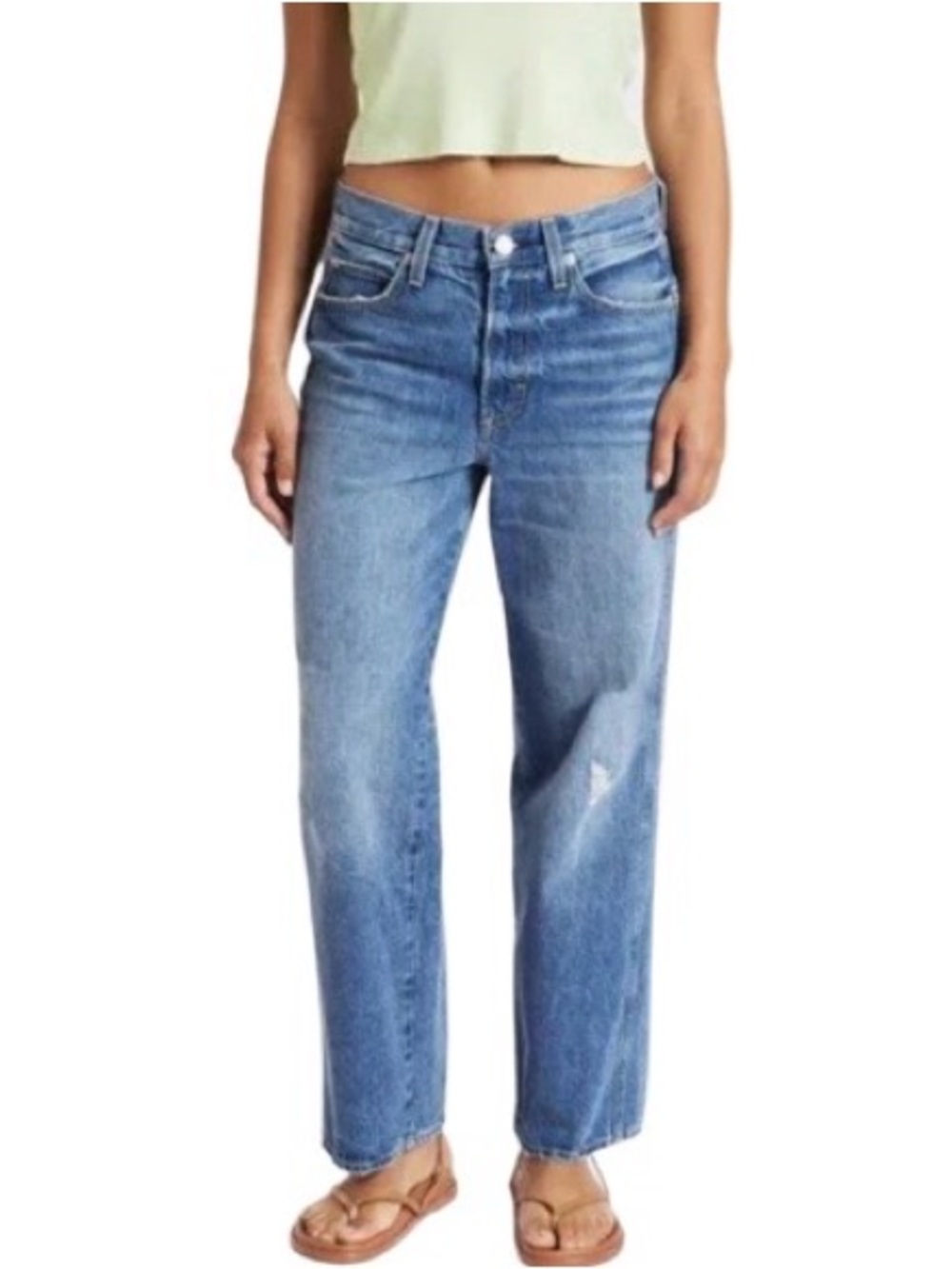 AMO Billie Jeans Size 27
Wide Straight Leg Crop in You Are Loved Denim Made USA